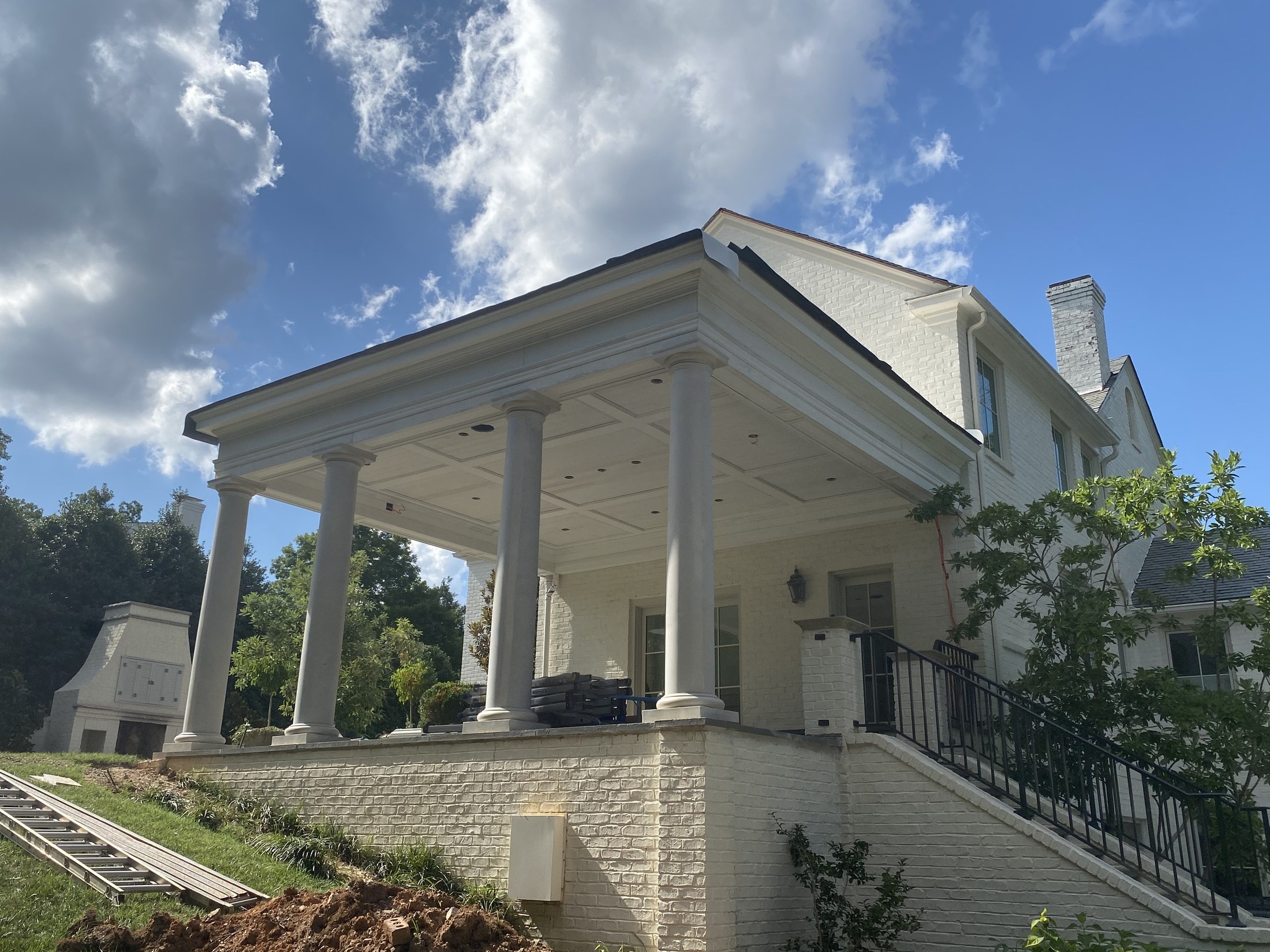 Classical columned entry porch on a custom Knoxville home